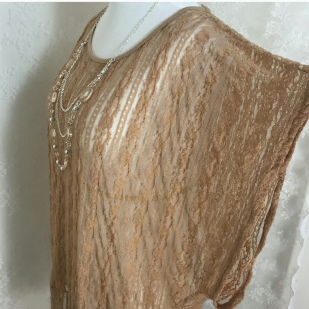 Mocha Lace Top Size 1X Plus DEB Brand